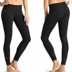 Athleta Relay Tight Leggings Black With Reflective Details Size Small
